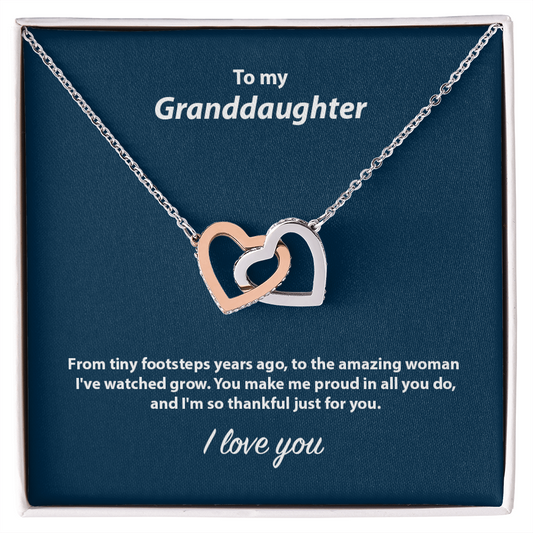 To My Granddaughter Interlocking Hearts Necklace