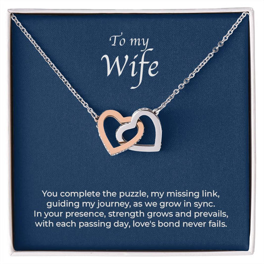 To My Wife Interlocking Hearts Necklace