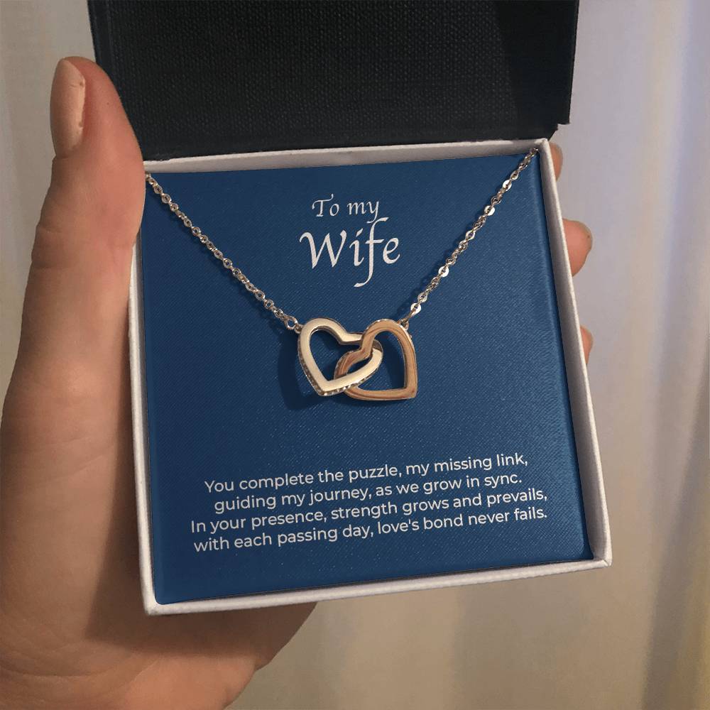 To My Wife Interlocking Hearts Necklace