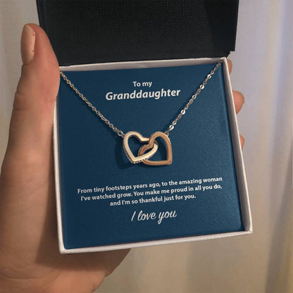 To My Granddaughter Interlocking Hearts Necklace