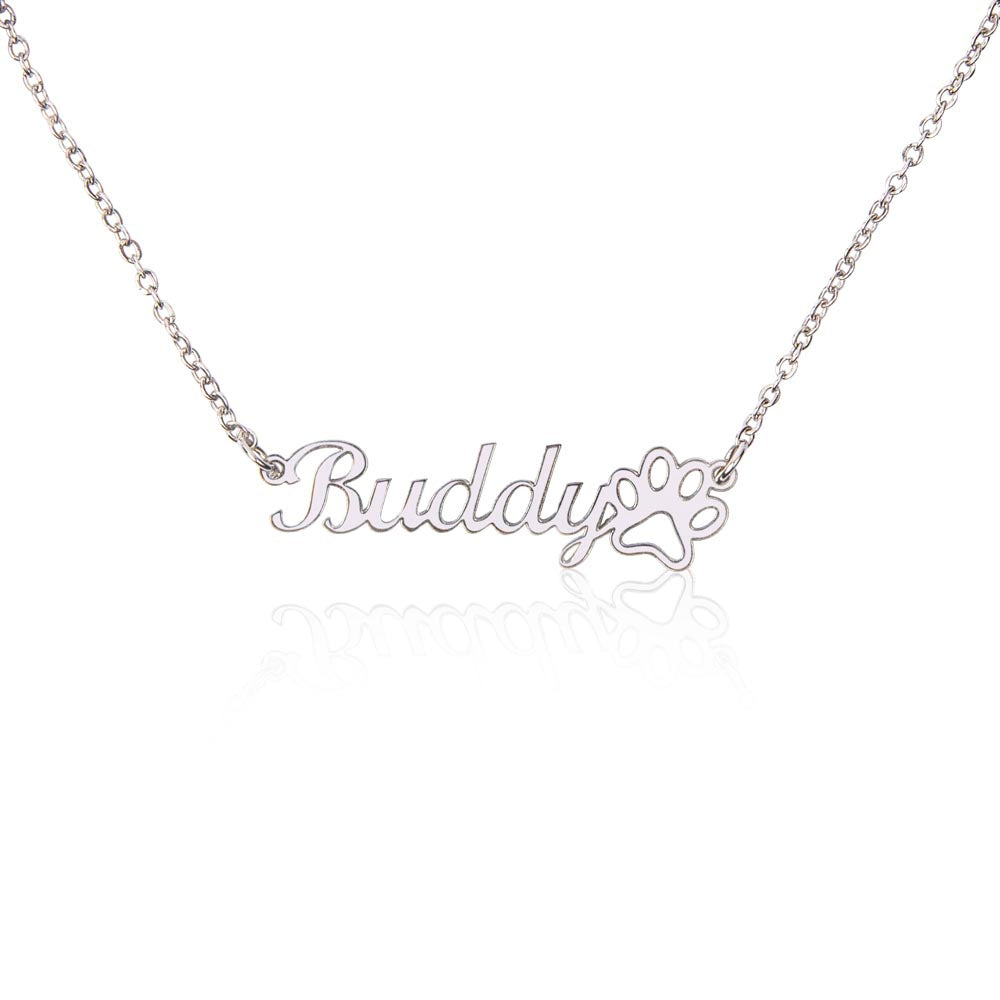 Custom Paw Print Name Necklace