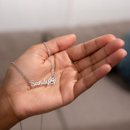 Custom Paw Print Name Necklace